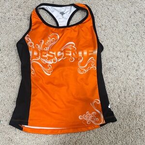 Descente Women's Vibrant Orange and Black Tank Top ACTIVEWEAR